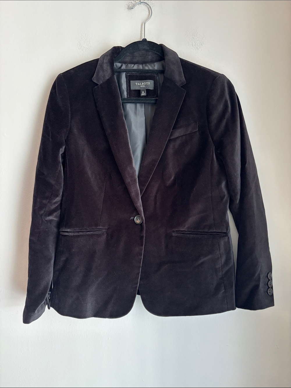 Talbots Women's black rich Velvet Blazer suit jacket dressy size 8P formal NWT